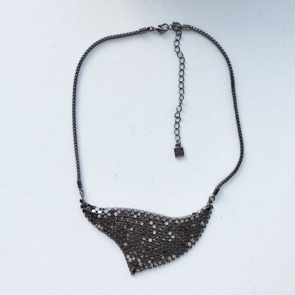 Givenchy Hematite Disco Mesh Kerchief Necklace